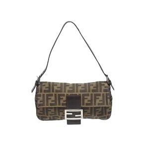 FENDI Mamma Bucket Handbag Zucca Brown Canvas Leather